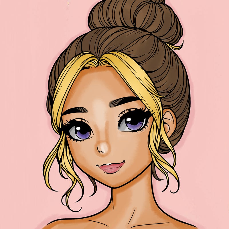 realistic pretty girl with hair in bun