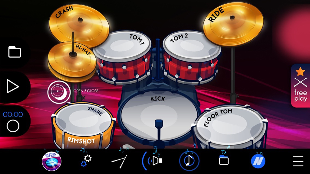 Real Drums 3D - Realistic 3D virtual drum set interface on a mobile app