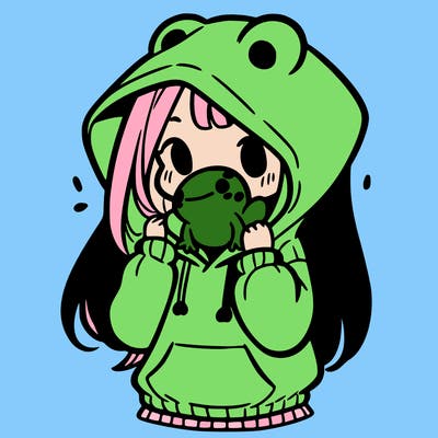 a girl holding a froggy hoodie
