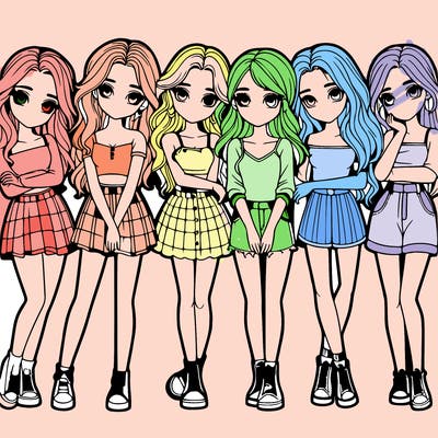 a group of girls realistic