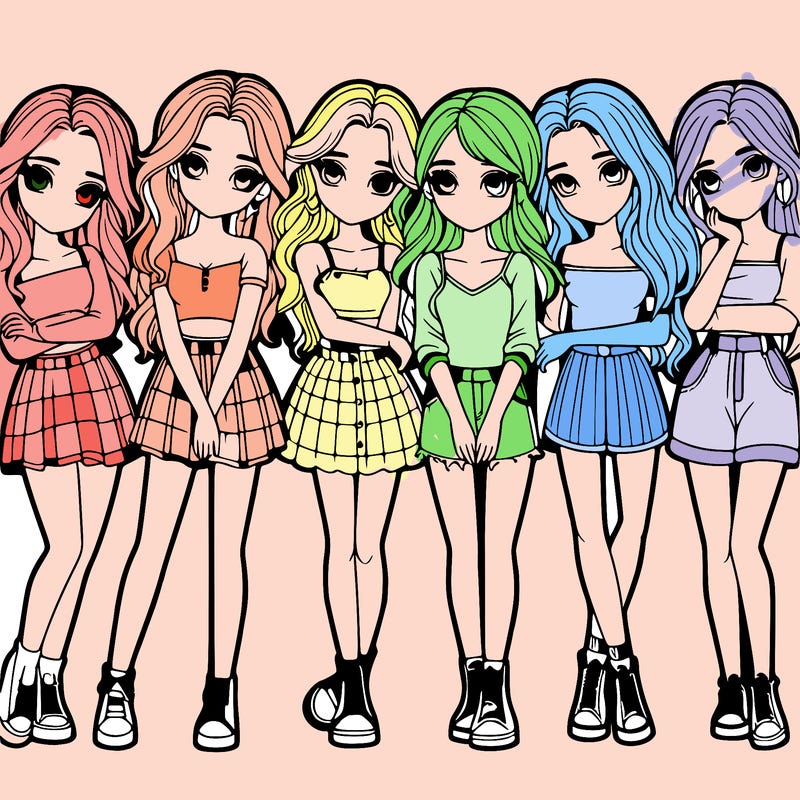 a group of girls realistic
