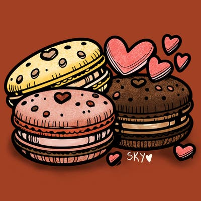macarons with heart-shaped
