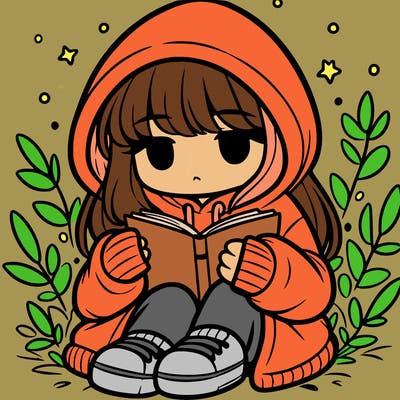 girl in oversized hoodie reading a book