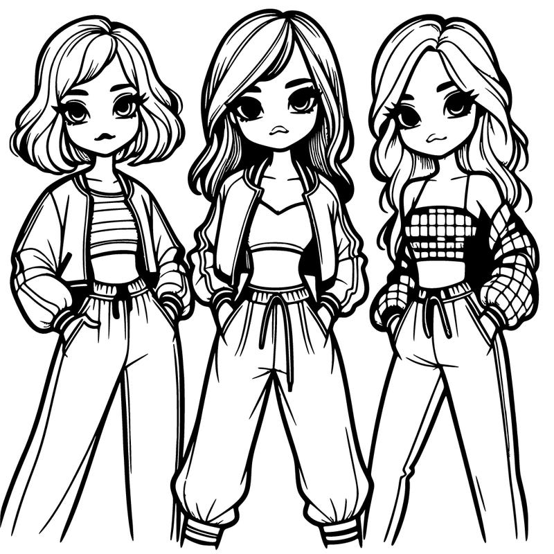 girls with crop top jackets and baggy pants