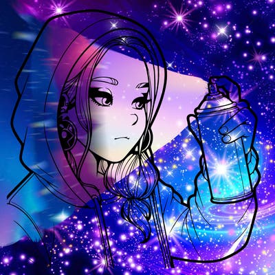 a realistic girl, spray painting