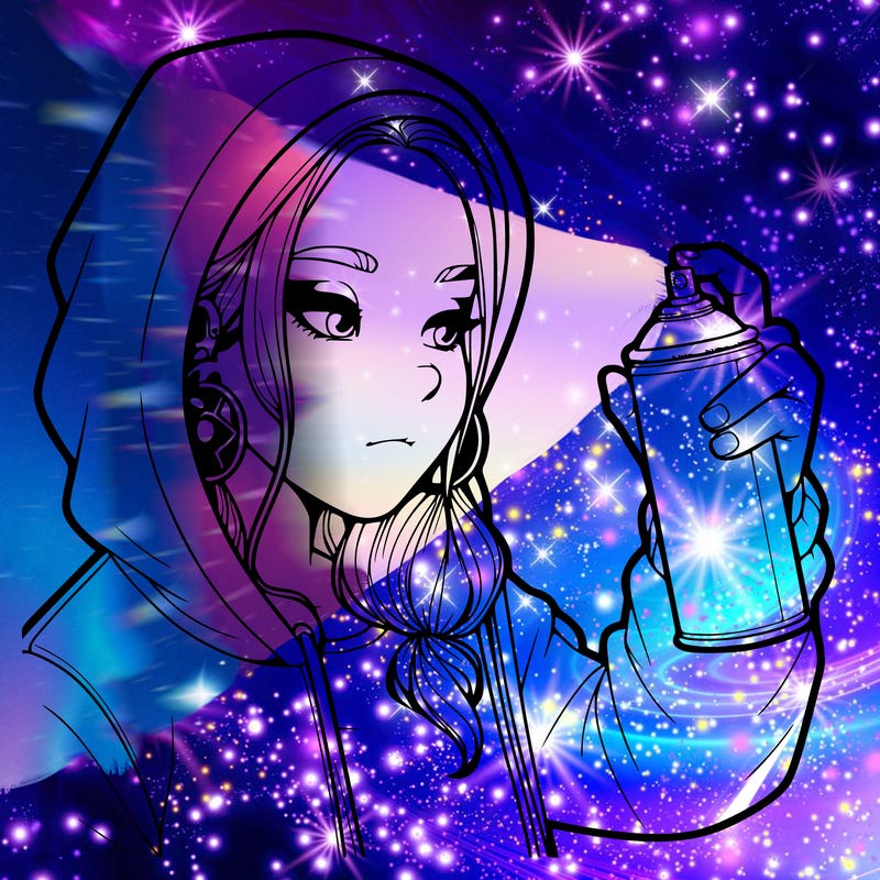 a realistic girl, spray painting