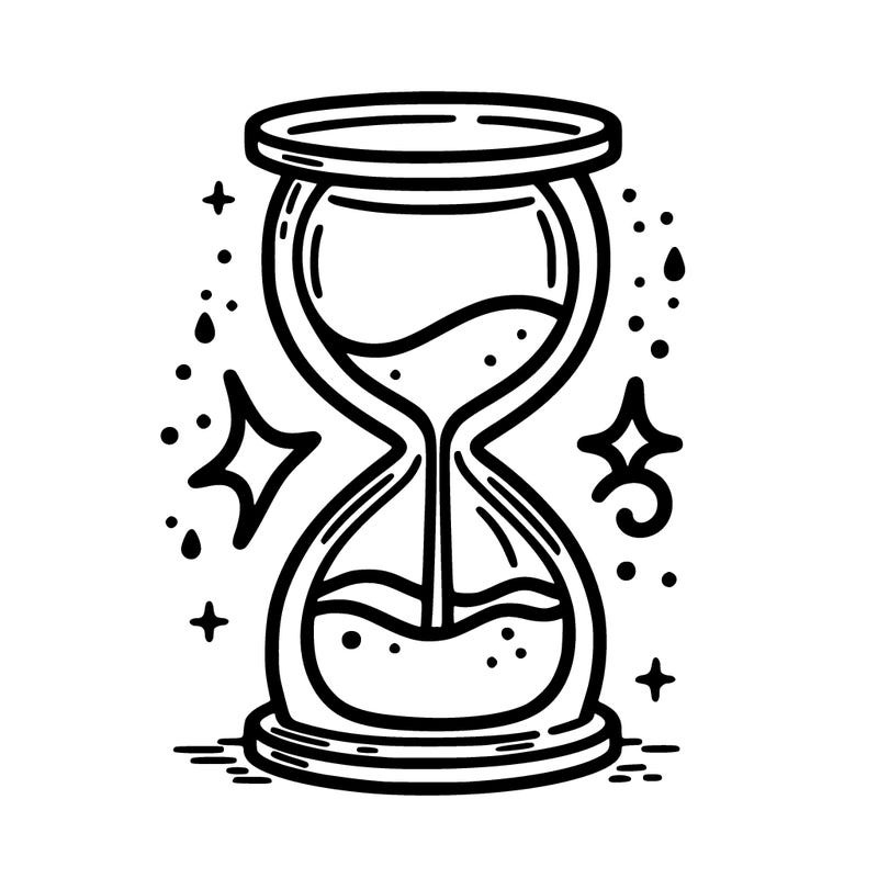 hour glass with sand falling into water pool on bottom level symbolizing air and water signs