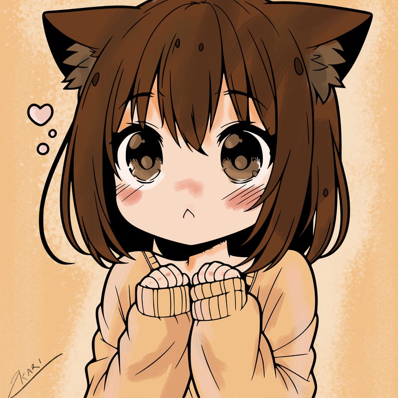 shy anime catgirl