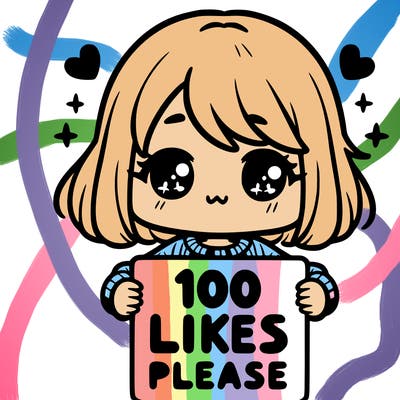 cute girl holding a sign saying 100 likes please