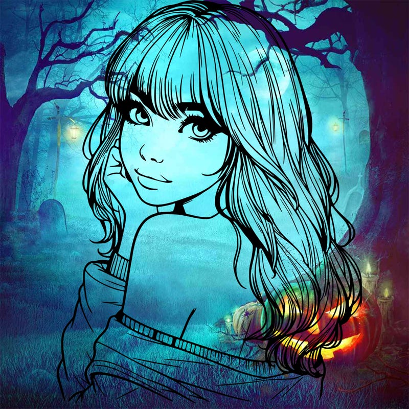 realistic girl with bangs looking over her shoulder