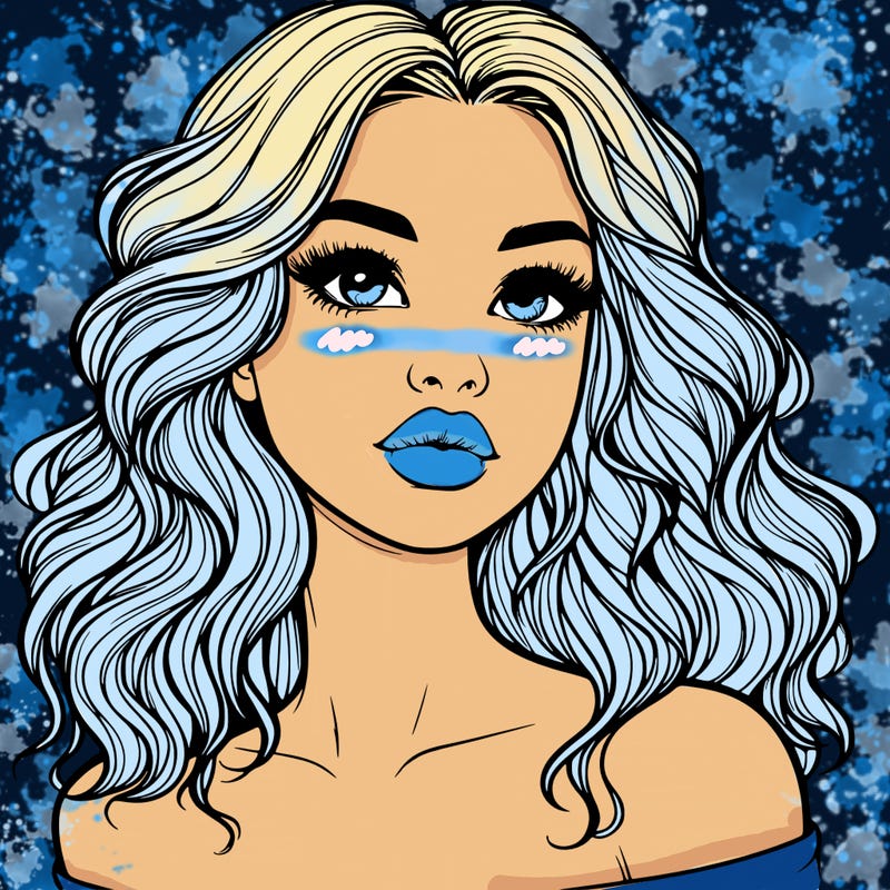 realistic girl with wavy hair and lips