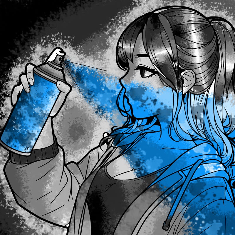 a realistic girl spray, painting