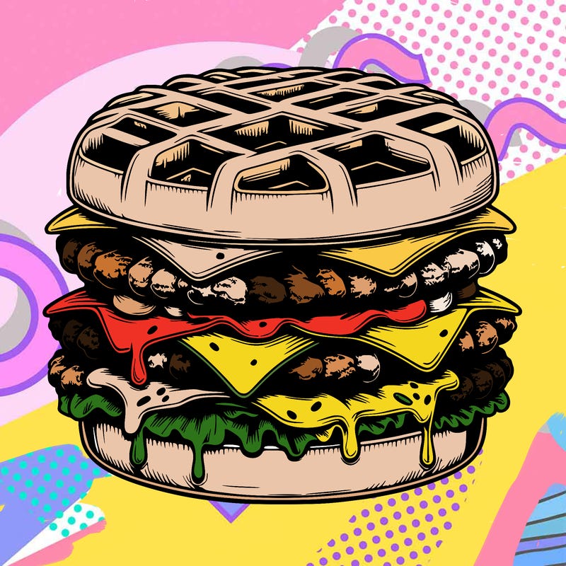 realistic waffle burger