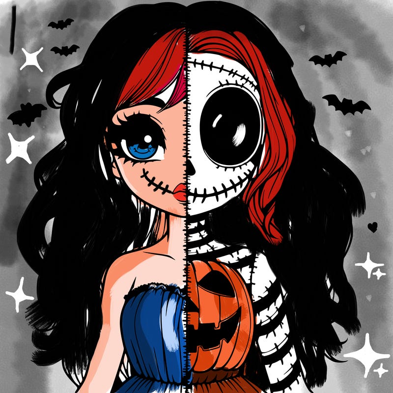 realistic girl halloween split