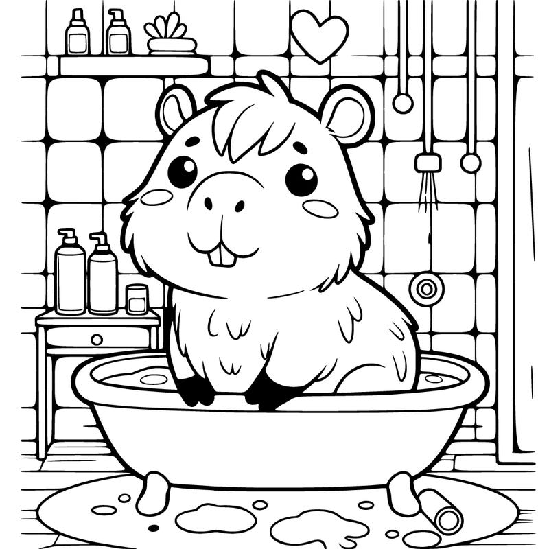 cute capybara in bathroom