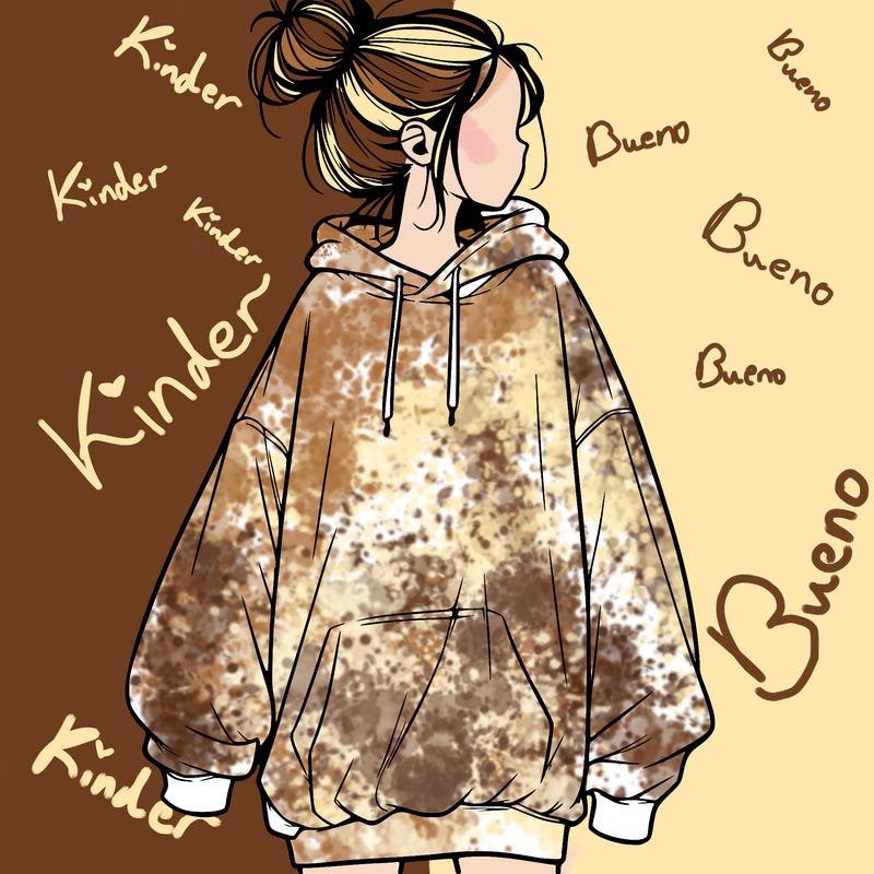realistic girl with a oversized sweatshirt on and a bun