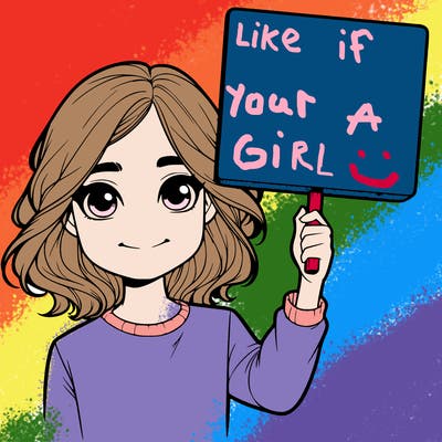 realistic girl holding up a sign