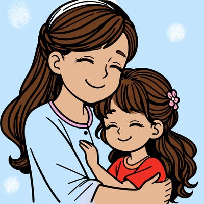 a mother and daughter hugging