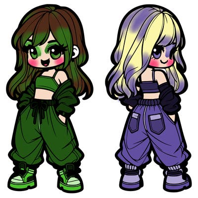 girl in crop top and baggy pants