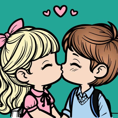 boy and girl kissing