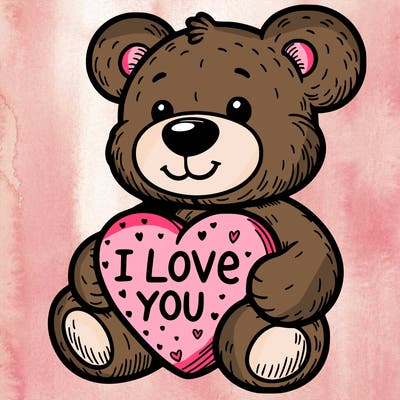teddy bear holding an i love you heart