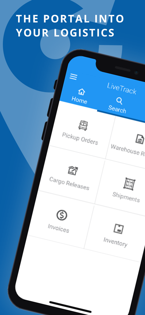 LiveTrack by Magaya - LiveTrack by Magaya app dashboard showing menu options for shipments cargo releases and logistics tracking