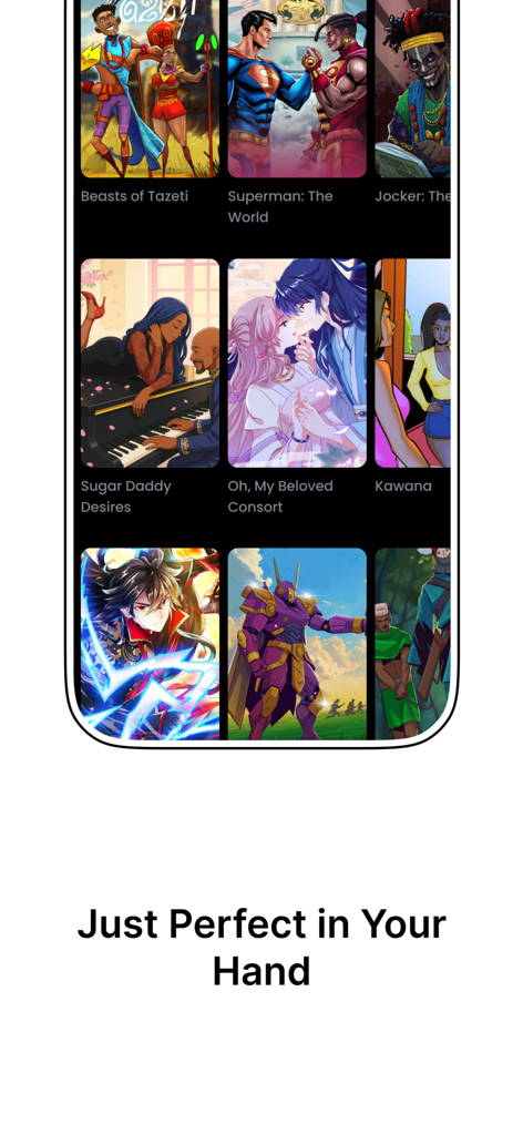 Zebra Comics - Une collection de diverses BD numériques et webtoons sur l'interface de la bibliothèque de l'application Zebra Comics.