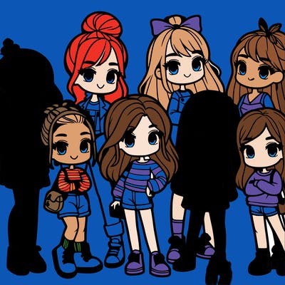 a group of seven girls