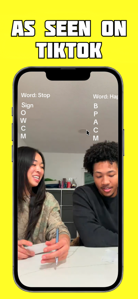 Word Chain Game Challenge - Werbe-Screenshot für die Wortketten-Spiel-Herausforderung, der ein Paar zeigt, das zusammen das Wortassoziationsspiel spielt, wie auf TikTok zu sehen.