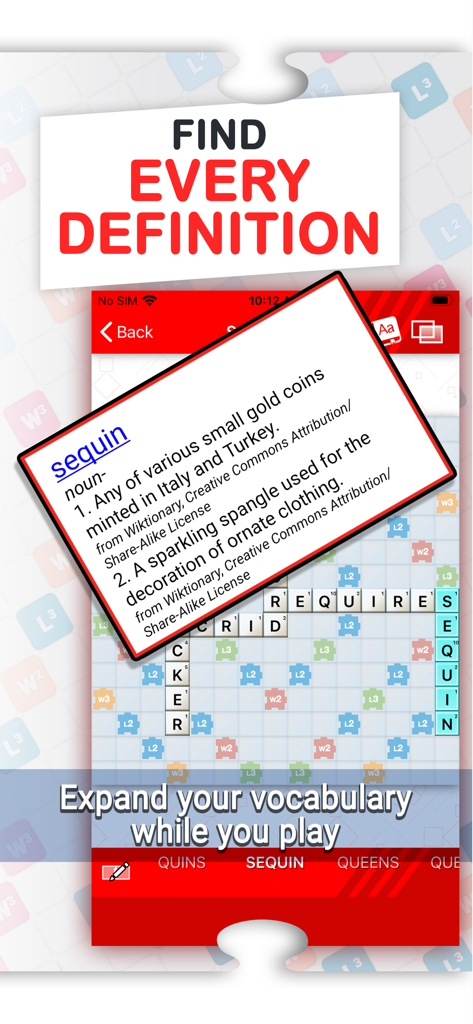 Snap Cheats for Words Friends - Snap Cheats interface displaying word definitions to improve vocabulary during gameplay.