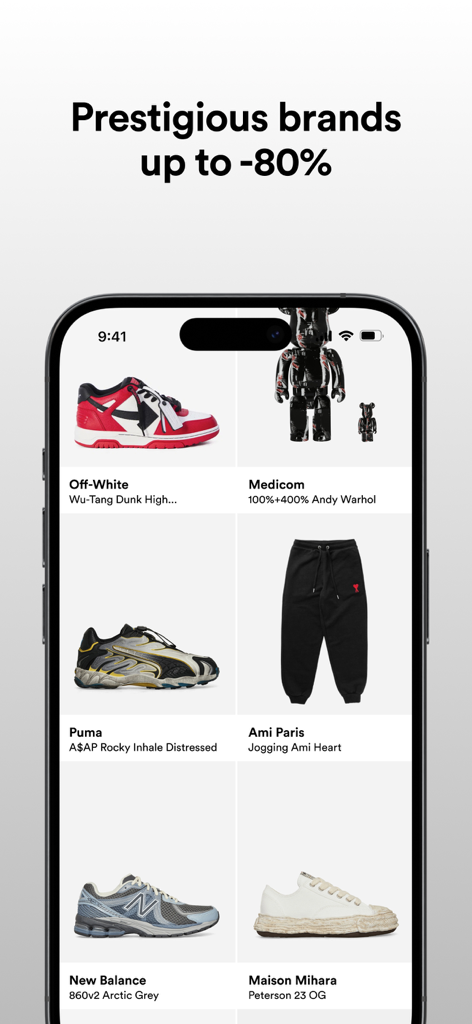 Sneakmart - Sneakers & Fashion - A grid of discounted sneakers and designer clothing on the Sneakmart app