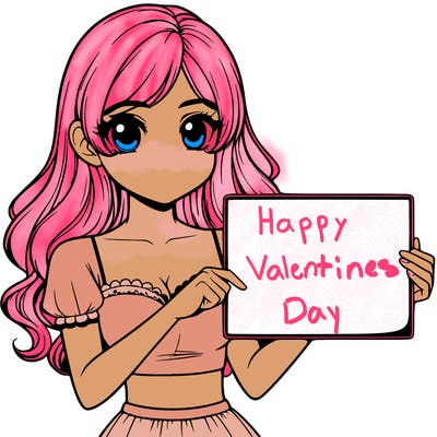 realistic pretty girl holding blank sign