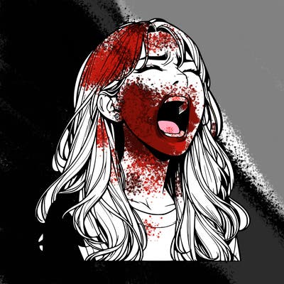 screaming realistic, girl