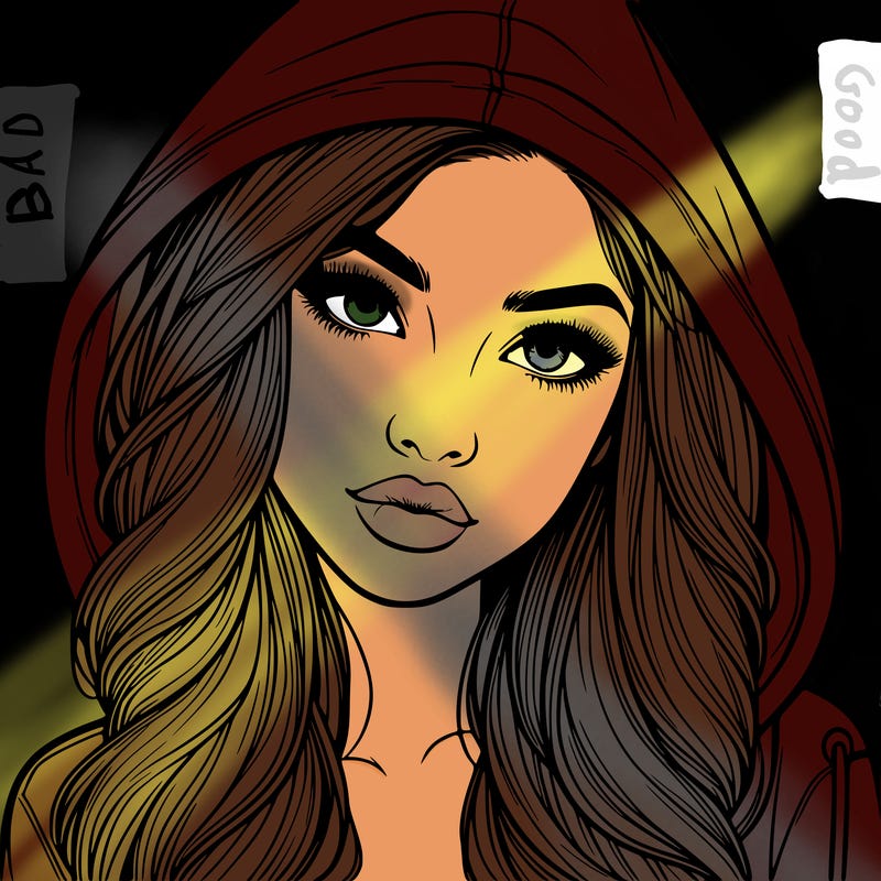 realistic beautiful girl with a hood on