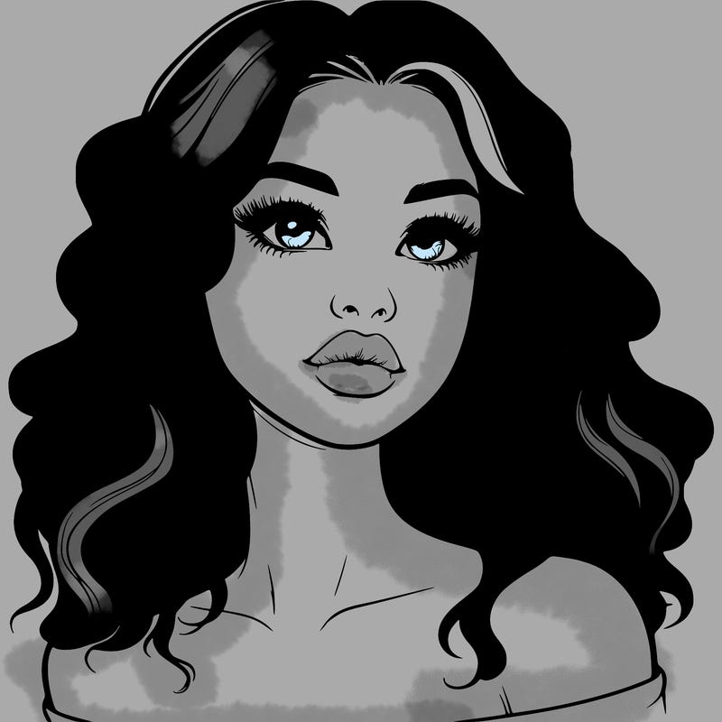 realistic girl with wavy hair and lips