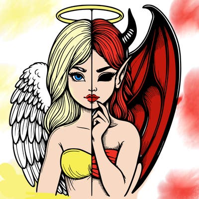 realistic angel half demon