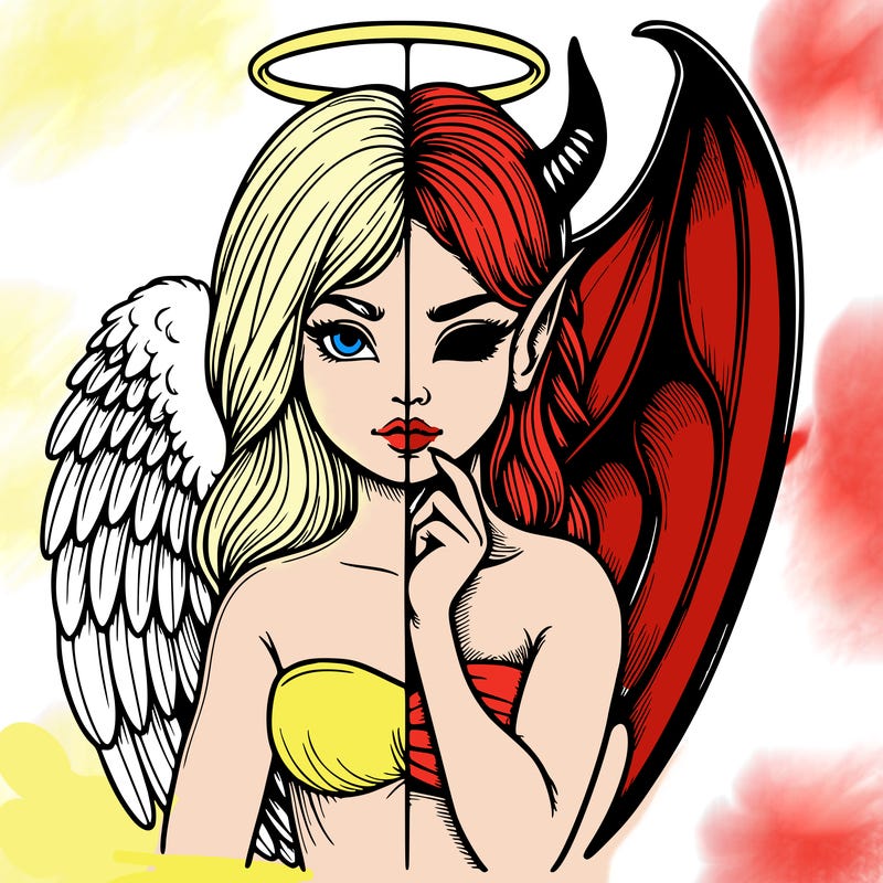 realistic angel half demon