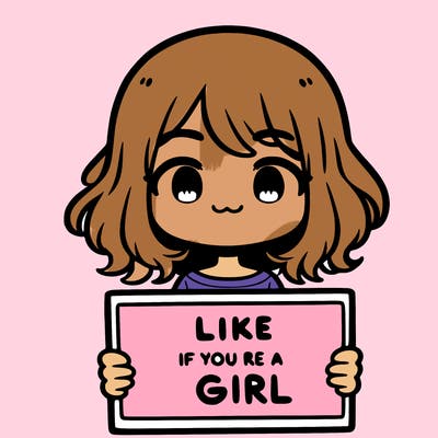 a cute girl holding a sign that says like if you’re a girl