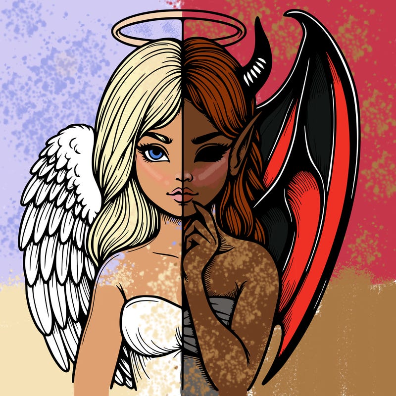 realistic angel half demon