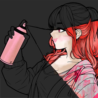 a realistic girl spray, painting