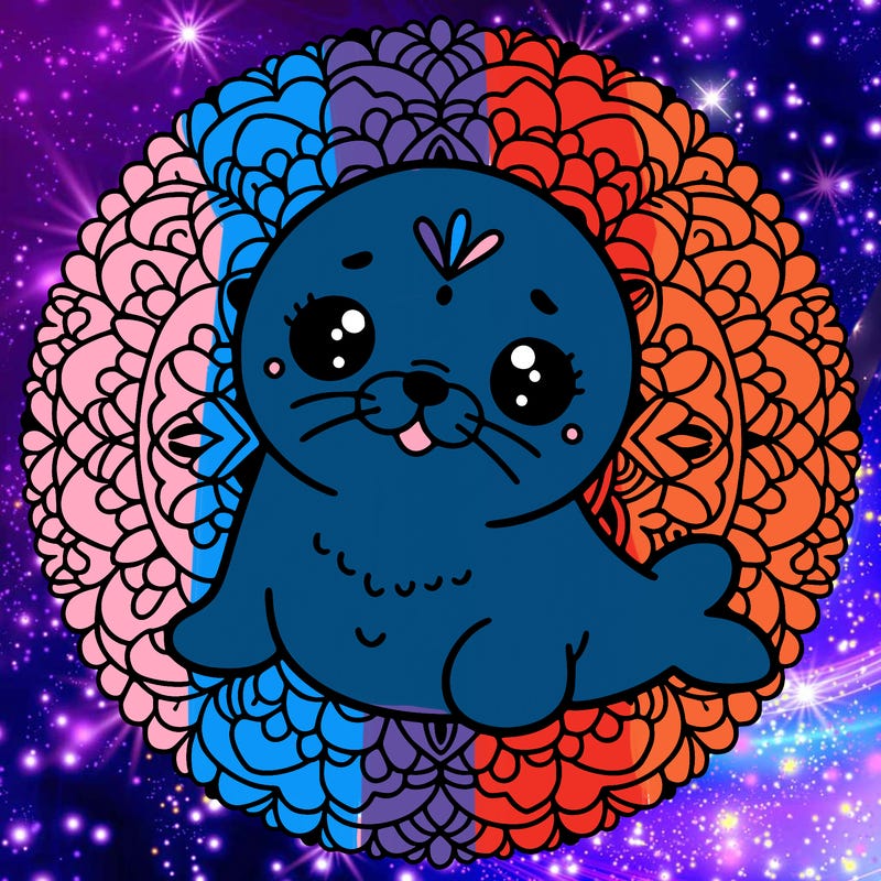 a cute baby seal mandala