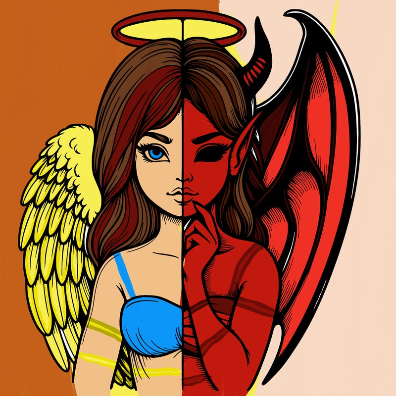 realistic angel half demon