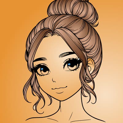 realistic pretty girl with hair in bun