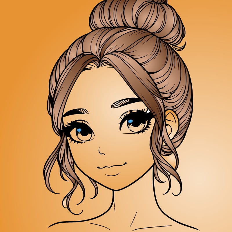 realistic pretty girl with hair in bun
