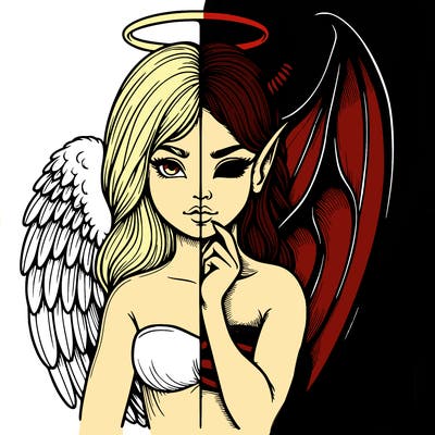 realistic angel half demon