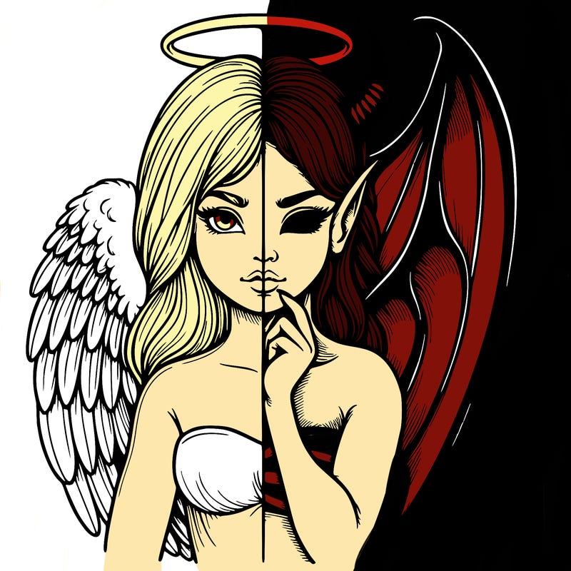 realistic angel half demon