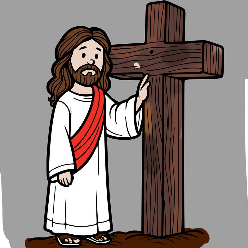jesus standing beside the cross
