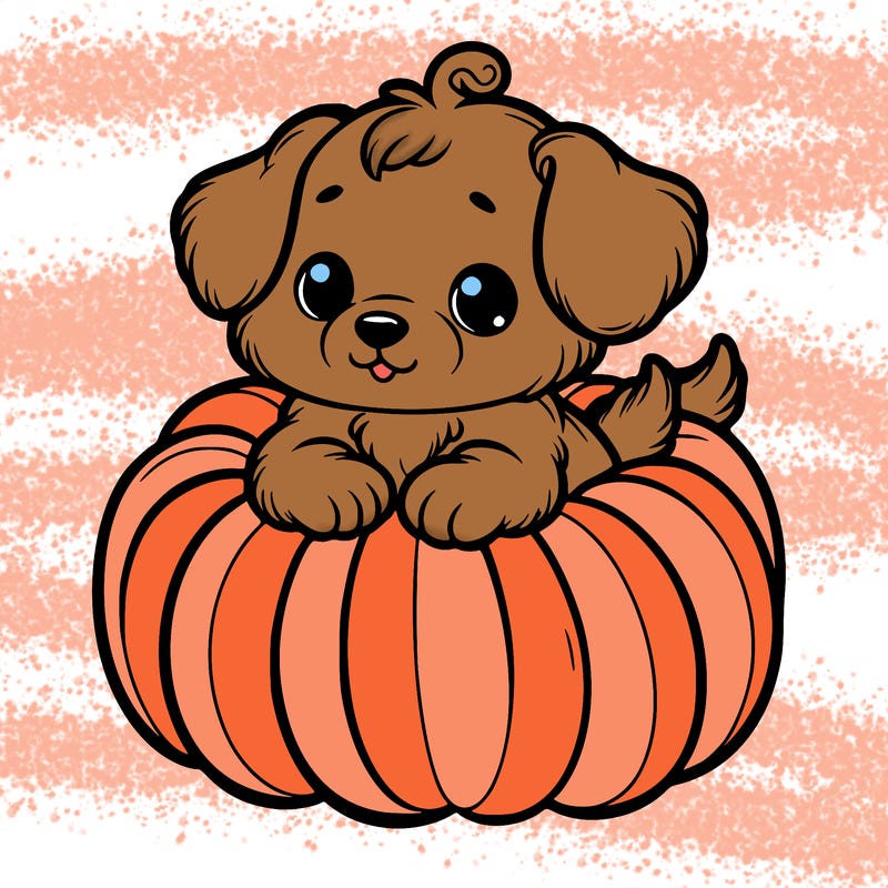 cute little puppy in a pumpkin
