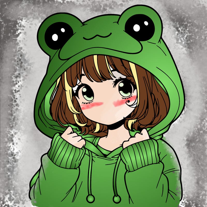 a cute teenage girl wearing a frog hoodie