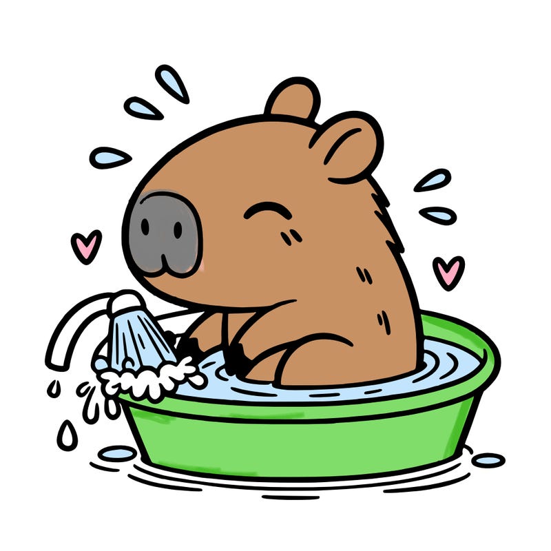 capybara taking a bath